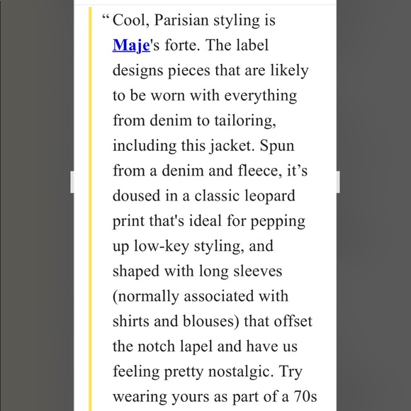 Maje Jackets & Coats Maje Bamion Denim And Animal Motif Fleece